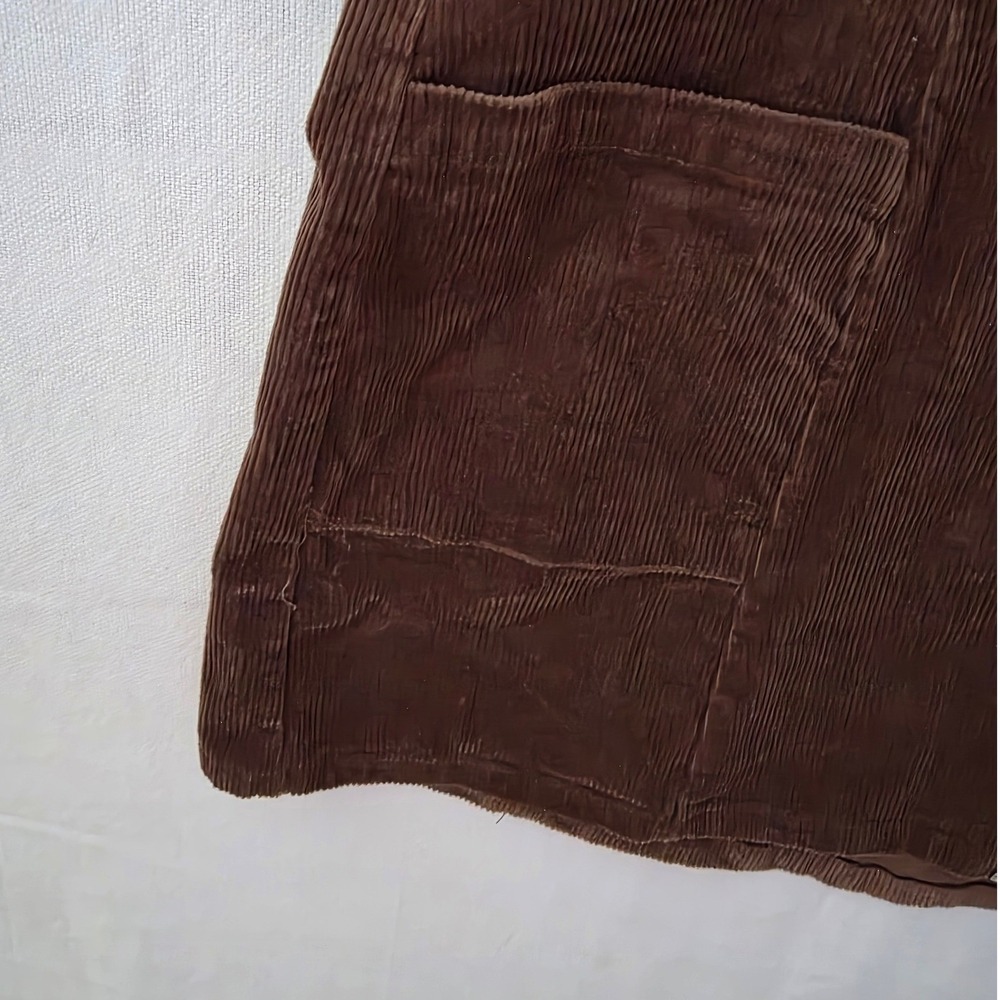 Altar'd State Chocolate Brown Utility Corduroy Mini-Skirt Large Retro Fall Zip - Picture 6 of 8